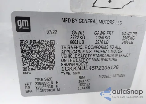 2023 GMC Acadia Awd Slt из США, поврежденный, VIN 1GKKNUL45PZ105126